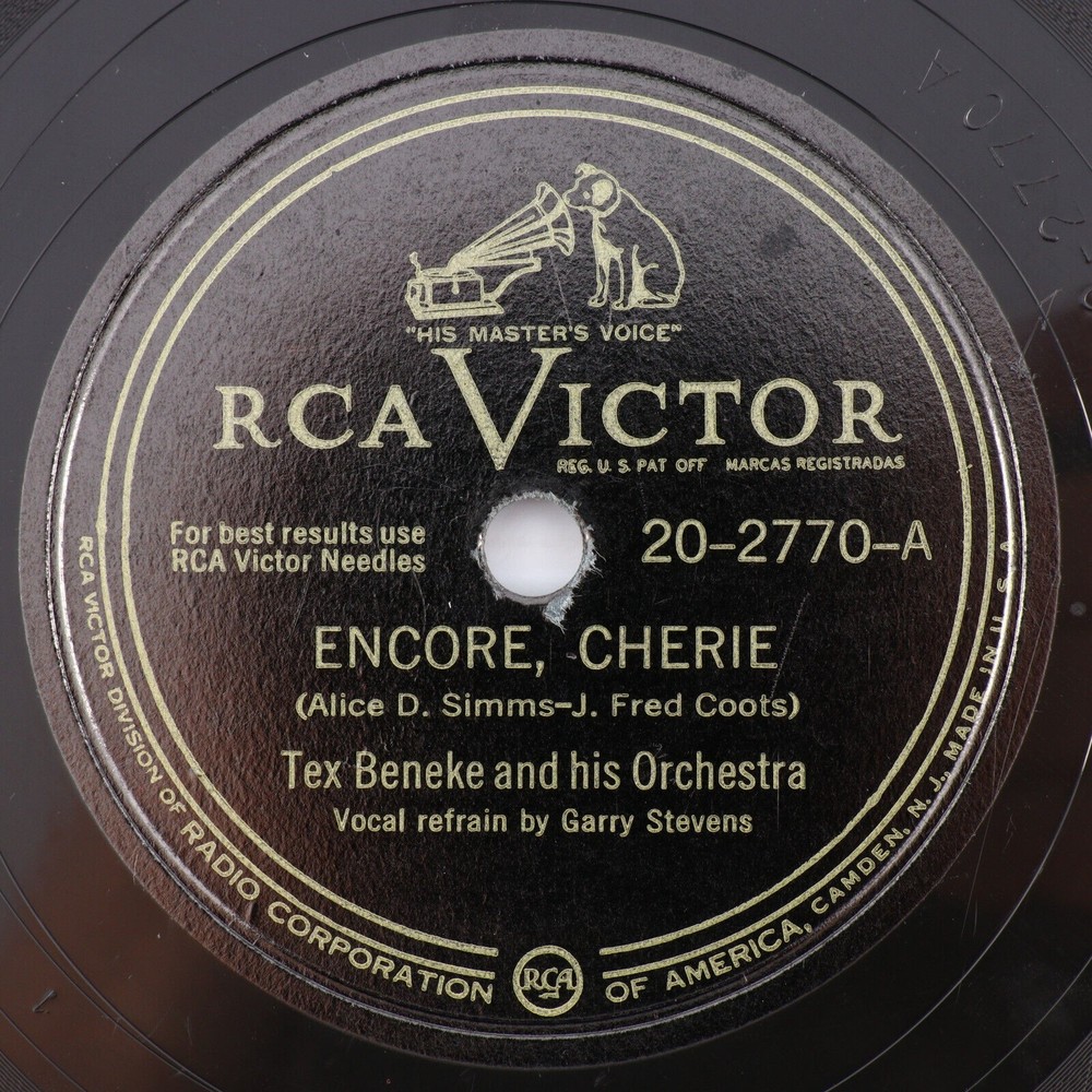 Tex Beneke, Encore, Cherie / Saturday Date - 1947 Jazz 10" 78 rpm Record 20-2770